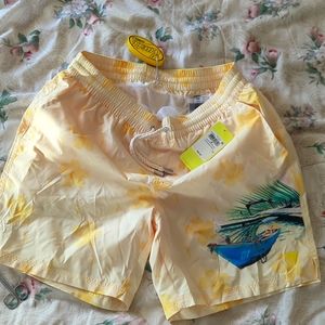 Guess yellow painting print woven painting men's medium NWT